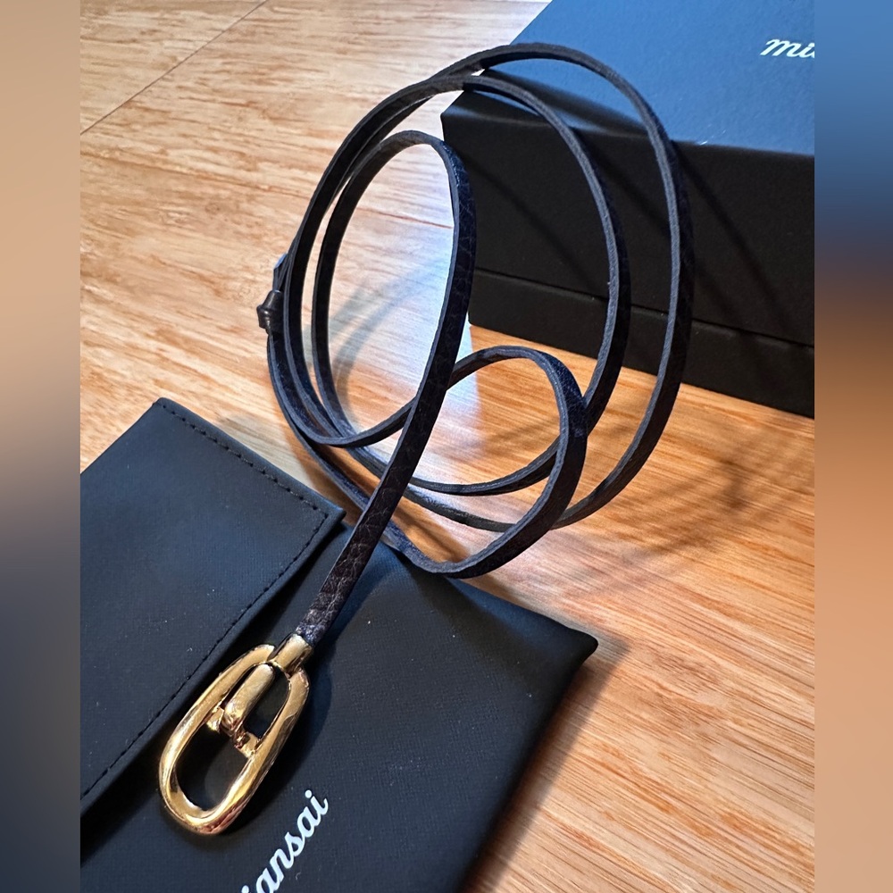 NEW Miansai Men’s Leather Wrap Bracelet with Gold Plated Buckle